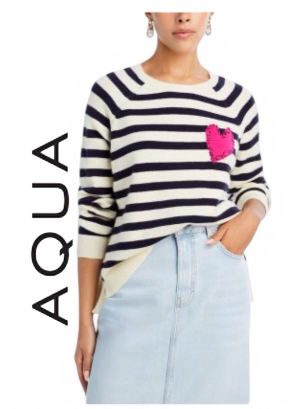 Aqua Kerri Rosenthal Heart Sweater for Bloomingdale’s